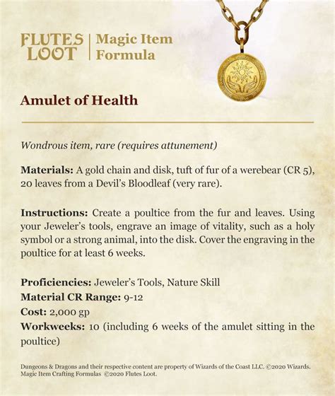 Exploring the Different Variations of the Amulet of Health in Dnd 5e